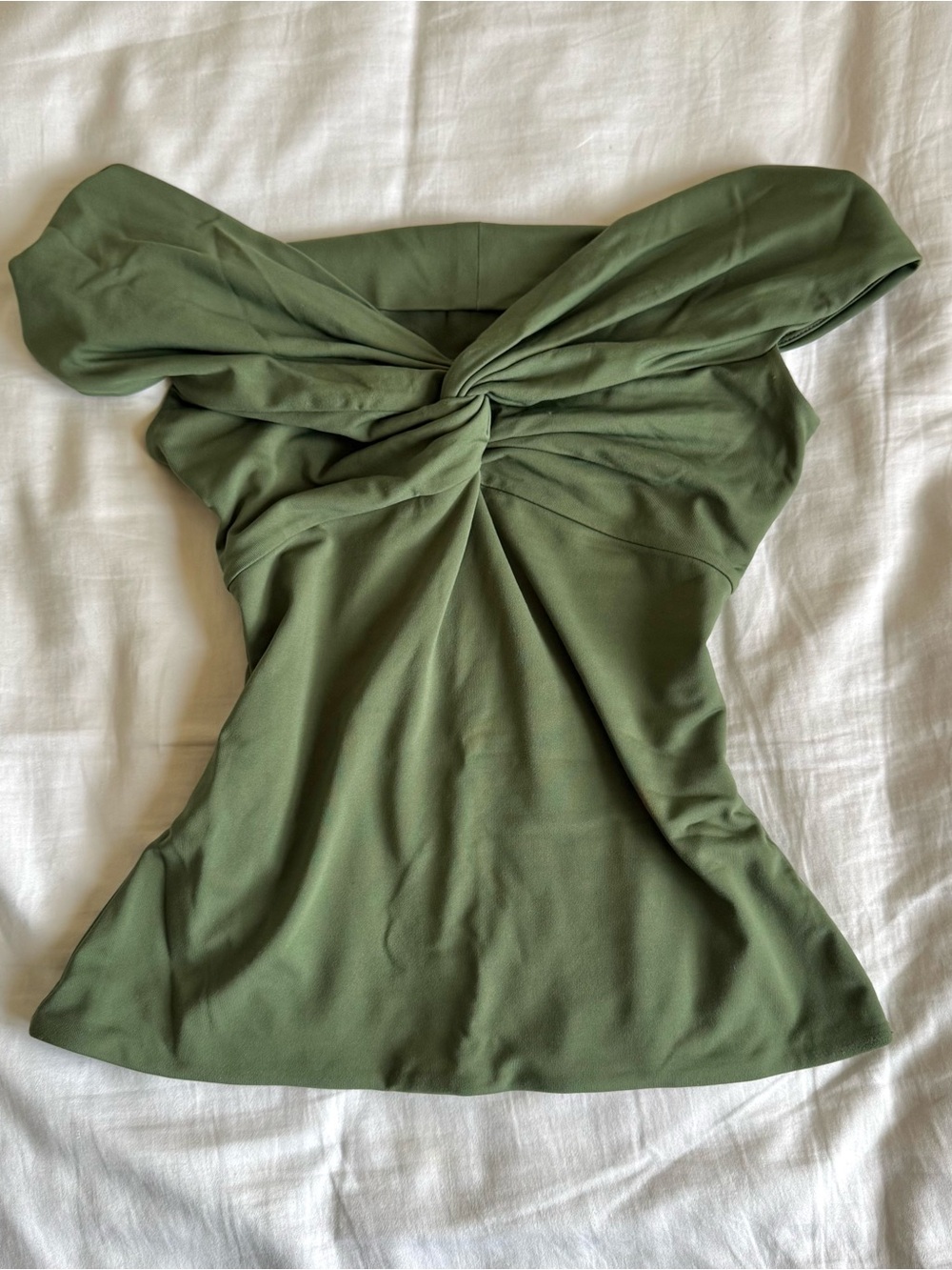 Aritzia Olive Green Twist-Front Blouse